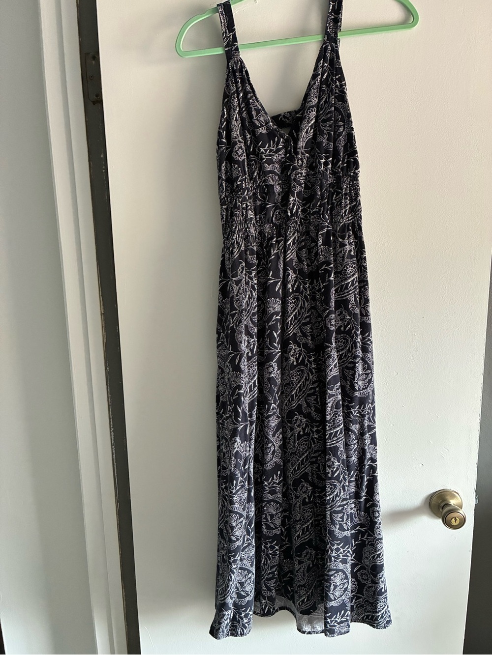 Navy Paisley  Sleeveless Maxi Dress